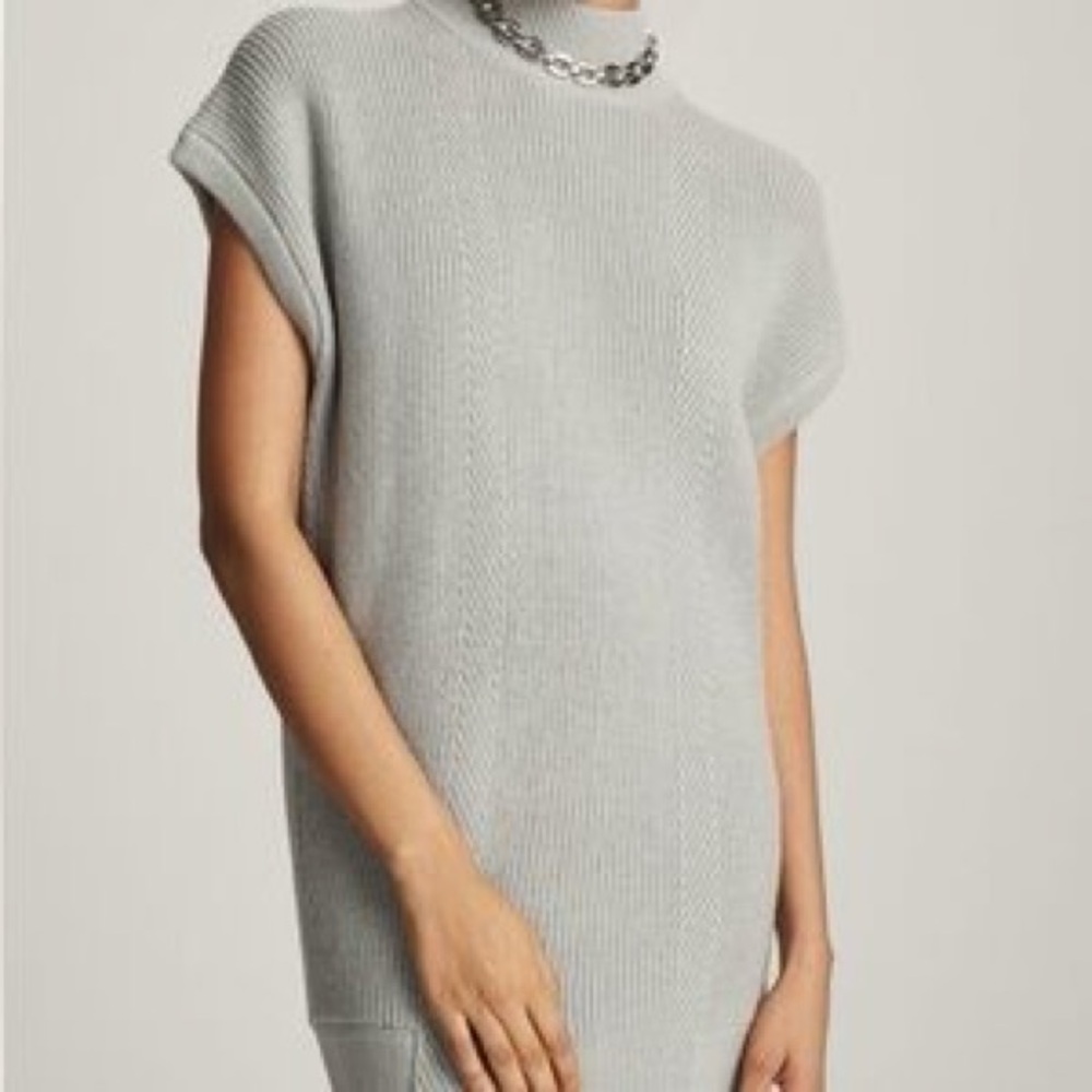 Anthropologie Gray Sweater‎ Dress XL Mock Neck Tunic Quiet Luxury Minimalist NWT